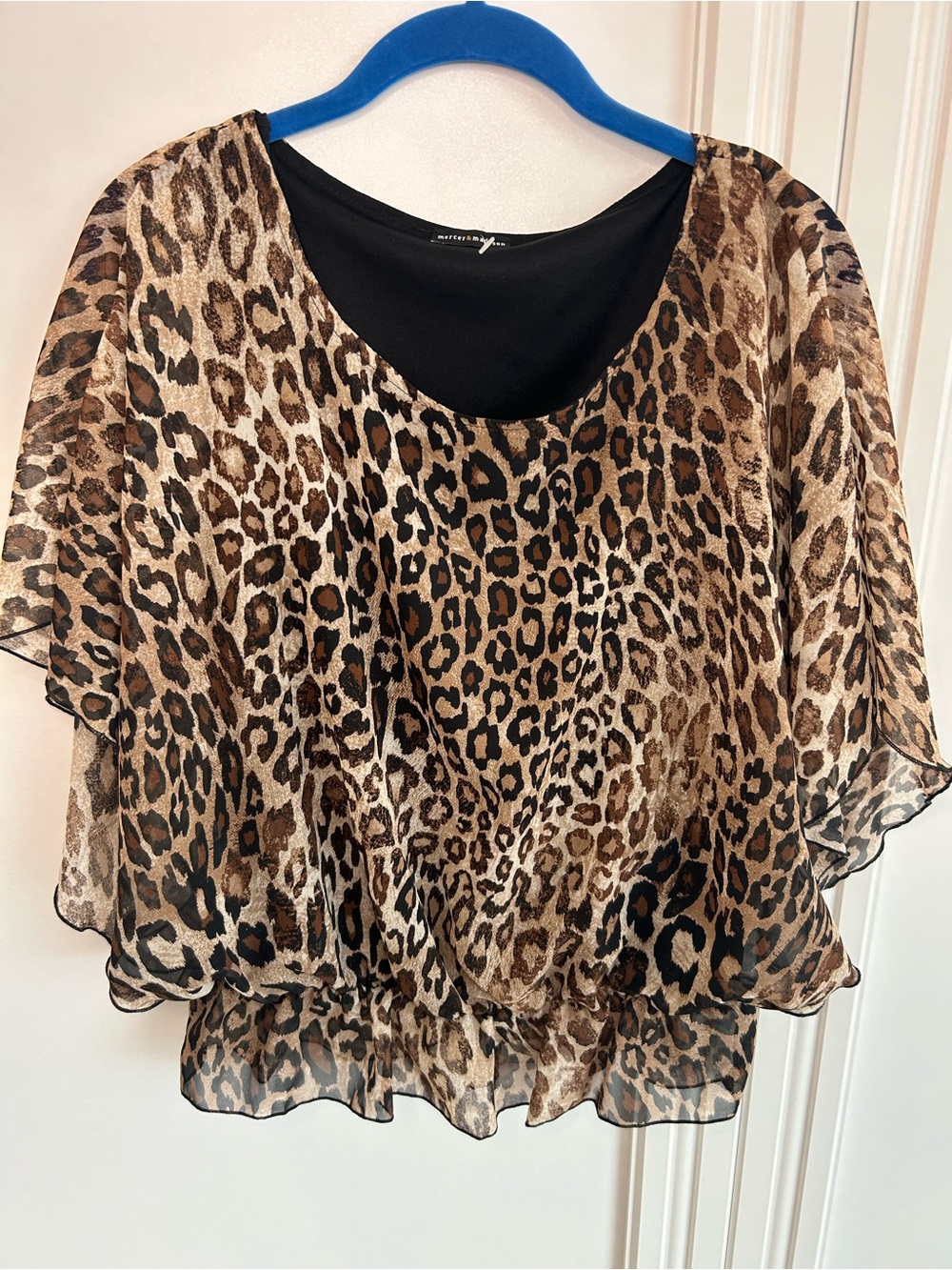 Leopard Print Chiffon Overlay Top - Brown/Black - Mercer & Madison